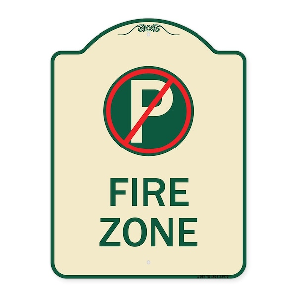 Signmission Fire Zone No Parking Symbol Heavy-Gauge Aluminum Architectural Sign, 24" x 18", TG-1824-23972 A-DES-TG-1824-23972 - main